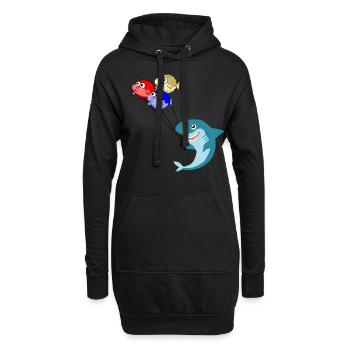 Hai mit Kugelfisch Ballons Kugelfische - Hoodie-Kleid - Schwarz - Vorne