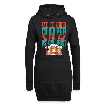 Alcohol Is Cheaper Than A Psychiatrist - Hoodie-Kleid - Schwarz - Vorne