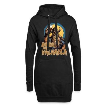 Beer And Valhalla Wikinger - Hoodie-Kleid - Schwarz - Vorne