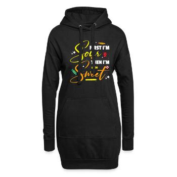 D’abord je suis aigre puis je suis bonbon sucré - Sweat-shirt à capuche long Femme - noir - Devant