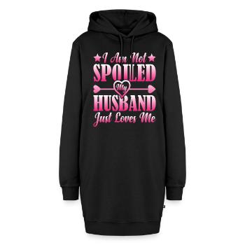 Je ne suis pas gâtée, mon mari m’aime juste 2 - Sweat-shirt à capuche long Femme - noir - Devant
