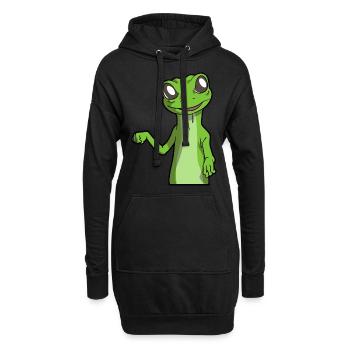 Gecko | Amphibien Haustier Tiere Eidechse Geschenk - Hoodie-Kleid - Schwarz - Vorne