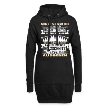 Holzschnitzer Holzschnitzerei - Hoodie-Kleid - Schwarz - Vorne
