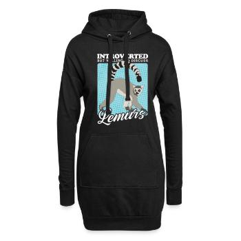 Lemur Katta Lemure Ringelschwanz Lemuren Geschenk - Hoodie-Kleid - Schwarz - Vorne