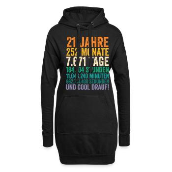 21 Jahre Einundzwanzigster Geburtstag - Hoodie-Kleid - Schwarz - Vorne