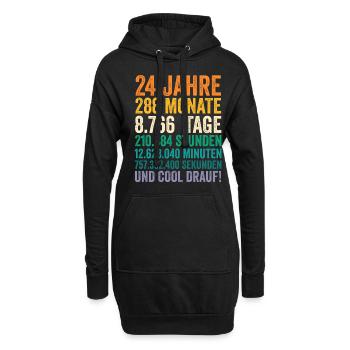 24 Jahre Vierundzwanzigster Geburtstag - Hoodie-Kleid - Schwarz - Vorne