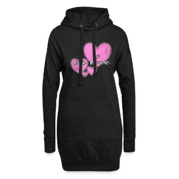 Cœurs dans l’amour Cœurs - Sweat-shirt à capuche long Femme - noir - Devant