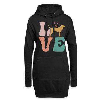 Waschbärhund Hund LIEBE - Hoodie-Kleid - Schwarz - Vorne