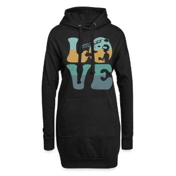 Drohne Pilot Quadcopter RC Biker LOVE - Hoodie-Kleid - Schwarz - Vorne