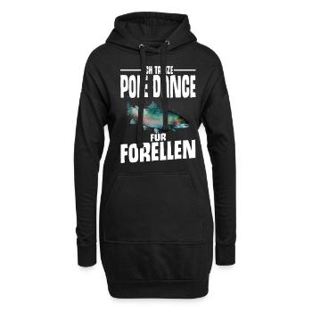 Forellen Angeln - Hoodie-Kleid - Schwarz - Vorne