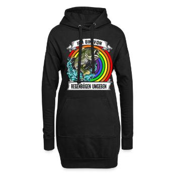 Forellen Angeln - Hoodie-Kleid - Schwarz - Vorne