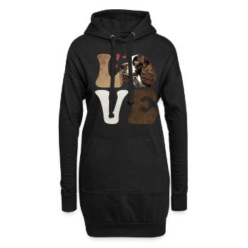 Français Springer Spaniel Dog LOVE - Sweat-shirt à capuche long Femme - noir - Devant