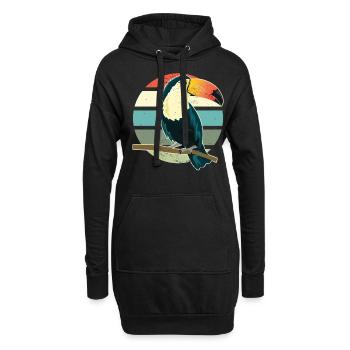 Toucan Faune Animal Oiseau Rétro Vintage Toucan - Sweat-shirt à capuche long Femme - noir - Devant