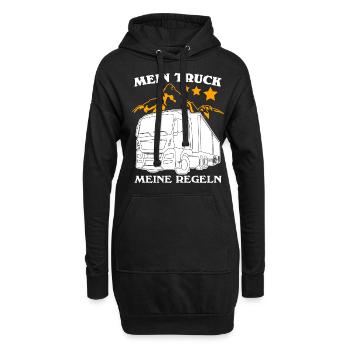 LKW Witz Trucker LKW-Fahrer Lastwagen - Hoodie-Kleid - Schwarz - Vorne