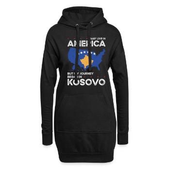 Kosovar American Patriot États-Unis - Sweat-shirt à capuche long Femme - noir - Devant