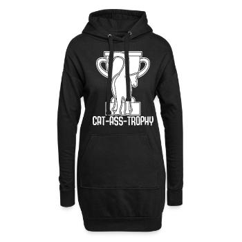 Chat par derrière - Sweat-shirt à capuche long Femme - noir - Devant