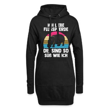 Nilpferd Flusspferd - Hoodie-Kleid - Schwarz - Vorne