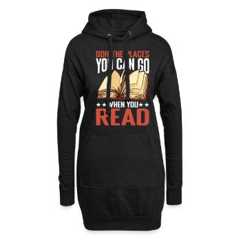 Ooh Les endroits où vous pouvez aller quand vous lisez 2 - Sweat-shirt à capuche long Femme - noir - Devant