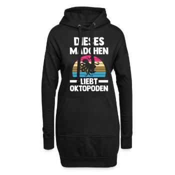 Tintenfisch Oktopus - Hoodie-Kleid - Schwarz - Vorne