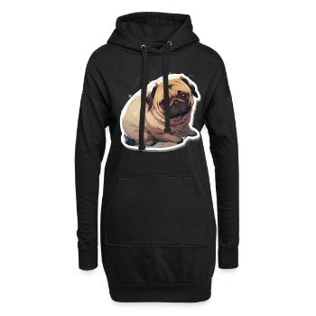 Mops Mops Hund Mops Leben Mops Geschenke - Hoodie-Kleid - Schwarz - Vorne