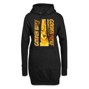 Wolf Wolfskopf Gold Mystisch Natur Wildnis Kunst - Hoodie-Kleid - Schwarz - Vorne