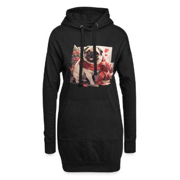 Mops Mops Hund Mops Weihnachten Pug Xmas - Hoodie-Kleid - Schwarz - Vorne