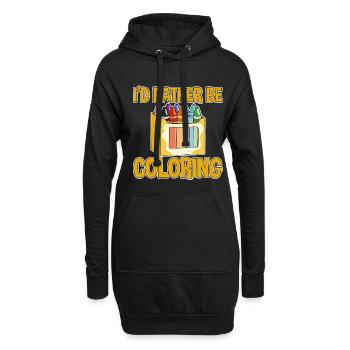 I'd Rather Be Coloring - Hoodie-Kleid - Schwarz - Vorne