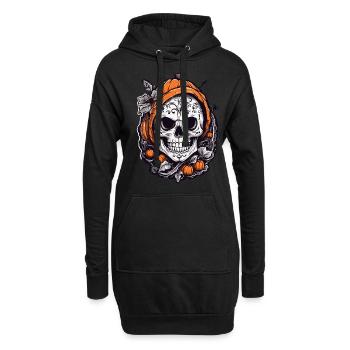 Crâne de citrouille Halloween Octobre Fun - Sweat-shirt à capuche long Femme - noir - Devant