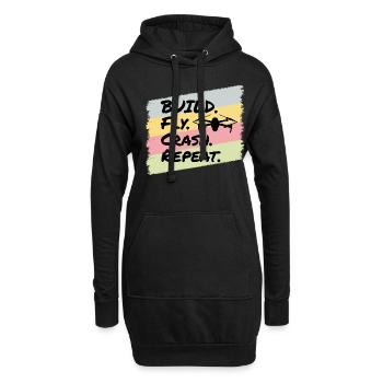 Build Fly Crash Drohnen Drohnenpilot - Hoodie-Kleid - Schwarz - Vorne
