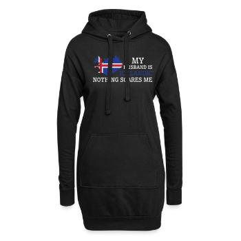 Rien ne me fait peur Ma femme est islandaise - Sweat-shirt à capuche long Femme - noir - Devant