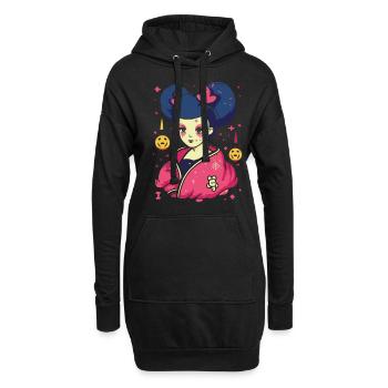 Dessin animé Manga Anime : La Geisha idiote - Sweat-shirt à capuche long Femme - noir - Devant