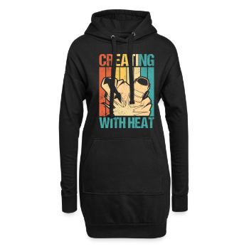 Créer avec la soudure rétro du métal - Sweat-shirt à capuche long Femme - noir - Devant