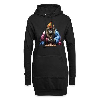 Chimpanzé jouant à l’art des échecs, échecs de singe - Sweat-shirt à capuche long Femme - noir - Devant