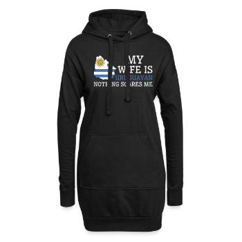 Rien ne me fait peur Ma femme est uruguayenne - Sweat-shirt à capuche long Femme - noir - Devant