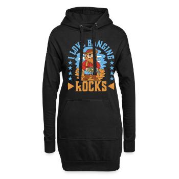 I Love Banging Rocks - Hoodie-Kleid - Schwarz - Vorne