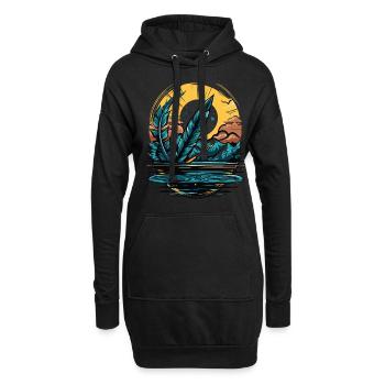 La puissante plume de l’écriture - Sweat-shirt à capuche long Femme - noir - Devant