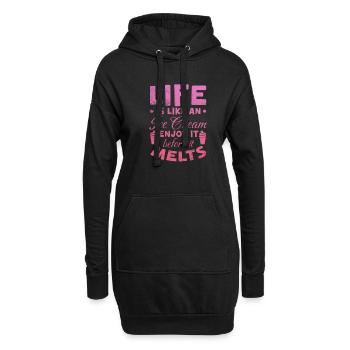 Eiscreme - Hoodie-Kleid - Schwarz - Vorne