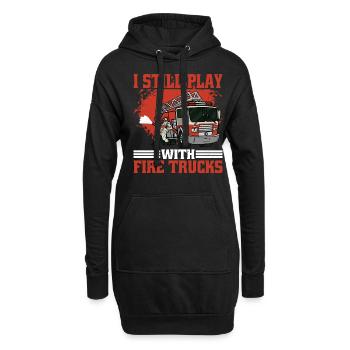 I Still Play With Fire Trucks - Hoodie-Kleid - Schwarz - Vorne