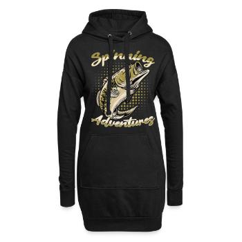 Angel, Angler, Fischer Fischen und Hecht Angeln - Hoodie-Kleid - Schwarz - Vorne