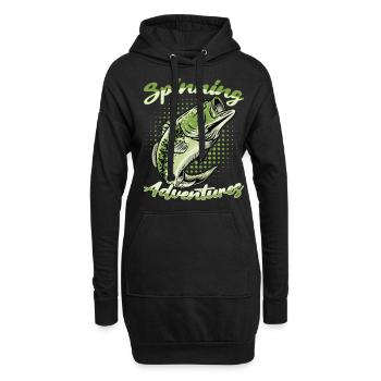 Angel, Angler, Fischer Fischen und Hecht Angeln - Hoodie-Kleid - Schwarz - Vorne