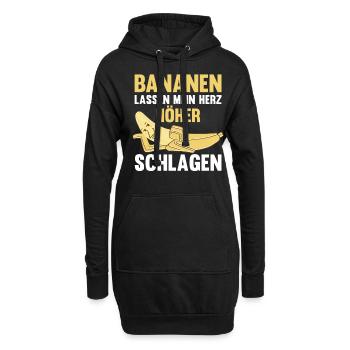 Früchte Banane - Hoodie-Kleid - Schwarz - Vorne