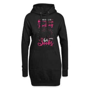Boucle d’épingle pour le cancer du sein - Sweat-shirt à capuche long Femme - noir - Devant