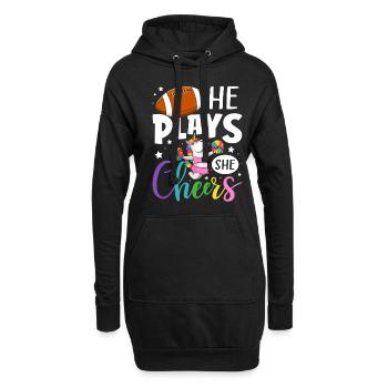 Lustiger Spieler Cheerleading Cheerleader - Hoodie-Kleid - Schwarz - Vorne