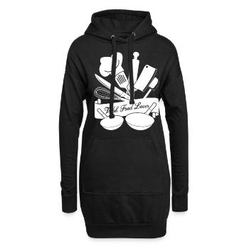 Nourriture au wok - Sweat-shirt à capuche long Femme - noir - Devant