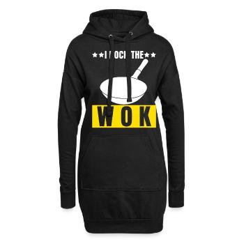 Wok de cuisine asiatique - Sweat-shirt à capuche long Femme - noir - Devant