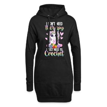 Häkeln Häkler Stricken - Hoodie-Kleid - Schwarz - Vorne