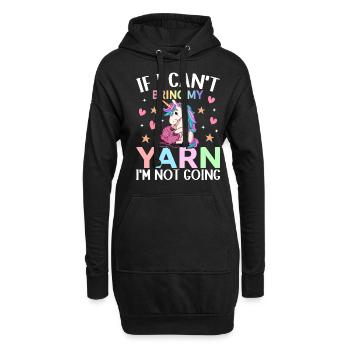 Häkelnde Garnliebhaberin - Hoodie-Kleid - Schwarz - Vorne