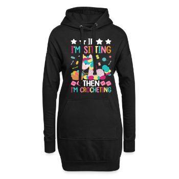 Crochet Tricot - Sweat-shirt à capuche long Femme - noir - Devant