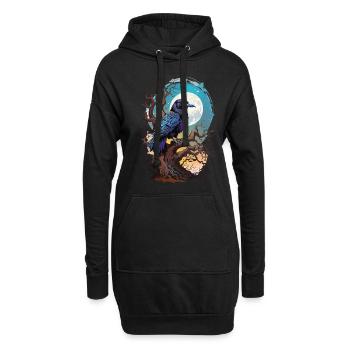 Occulte Raven Design oiseau spirituel - Sweat-shirt à capuche long Femme - noir - Devant