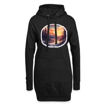 Winter Winterlandschadt Ski Ski Gebiet Ski fahren - Hoodie-Kleid - Schwarz - Vorne